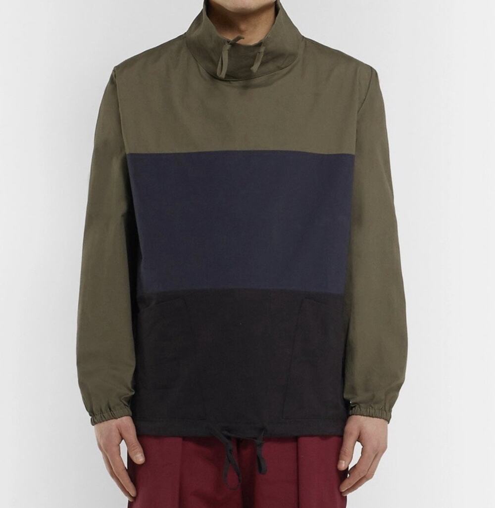 MONITALY Men’s Color Block Cotton Sporty Jacket Army green Navy Black Large